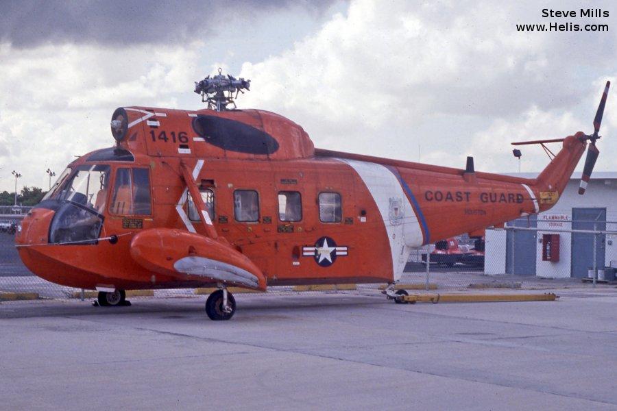 Helicopter Sikorsky HH-52A Sea Guard Serial 62-100 Register 1416 used by US Coast Guard USCG. Aircraft history and location
