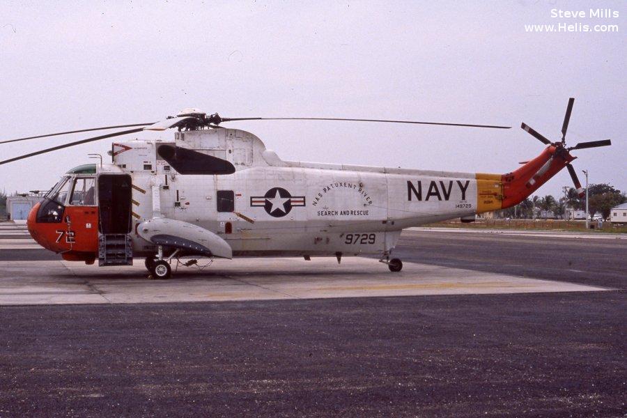 Helicopter Sikorsky HSS-2 Sea King Serial 61-147 Register N9696W N81697 149729 used by Sky Cats Puma Corp ,Carson Helicopters ,US Marine Corps USMC ,US Navy USN. Built 1960. Aircraft history and location