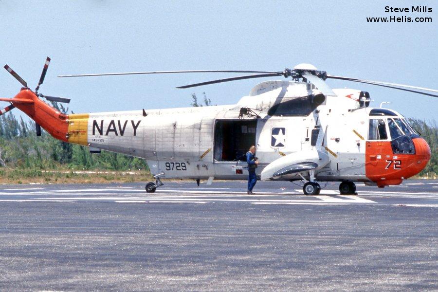Helicopter Sikorsky HSS-2 Sea King Serial 61-147 Register N9696W N81697 149729 used by Sky Cats Puma Corp ,Carson Helicopters ,US Marine Corps USMC ,US Navy USN. Built 1960. Aircraft history and location