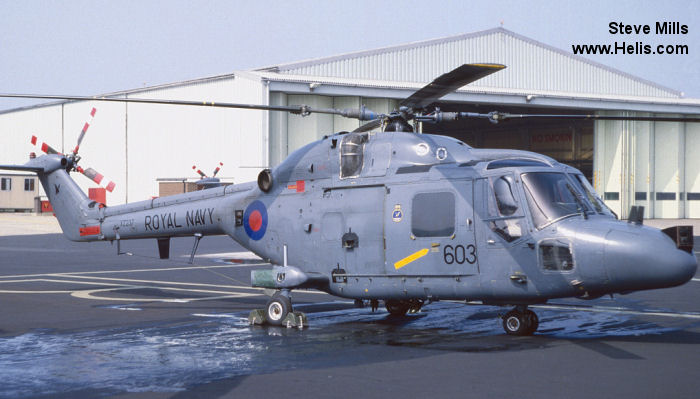 Helicopter Westland Lynx  HAS2 Serial 019 Register XZ237 used by Fleet Air Arm RN (Royal Navy). Built 1977. Aircraft history and location