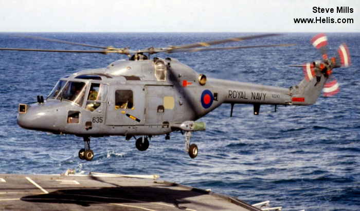 Helicopter Westland Lynx  HAS2 Serial 060 Register XZ243 used by Fleet Air Arm RN (Royal Navy). Built 1978. Aircraft history and location