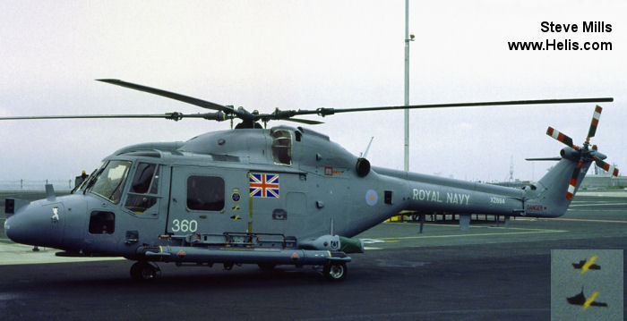 Helicopter Westland Lynx  HAS2 Serial 128 Register XZ694 used by Fleet Air Arm RN (Royal Navy). Built 1979. Aircraft history and location