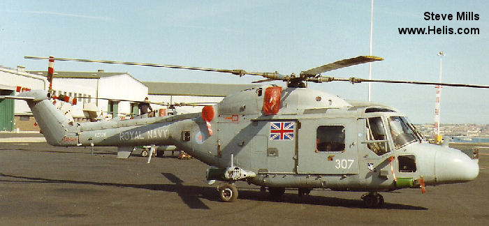 Helicopter Westland Lynx  HAS2 Serial 186 Register XZ724 used by Fleet Air Arm RN (Royal Navy). Built 1980. Aircraft history and location