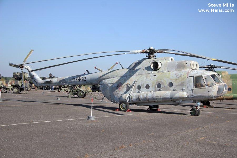 Helicopter Mil Mi-9 Hip-G Serial 340006 Register 93+92 411 used by Heeresflieger (German Army Aviation) ,landstreitkrafte (east germany army). Aircraft history and location
