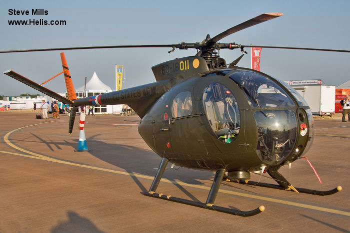 Helicopter Hughes OH-6A Cayuse Serial 1381 Register G-OHGA N387RF 69-16011 used by US Army Aviation Army. Built 1969. Aircraft history and location