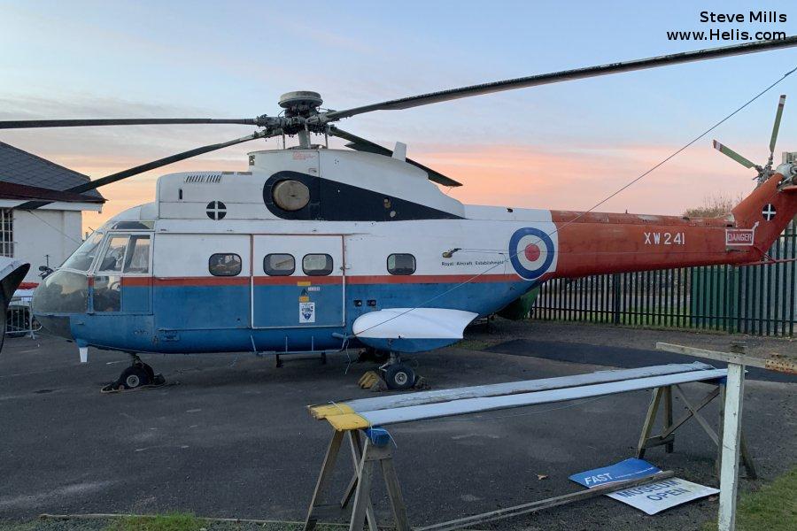 Helicopter Aerospatiale SA330 Puma Serial 08 Register XW241 F-ZWWU used by Royal Air Force RAF ,UK Government HMG (Her Majesty's Government) ,Aerospatiale. Built 1968. Aircraft history and location