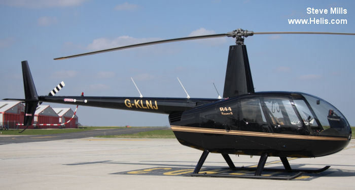 Helicopter Robinson R44 Raven II Serial 12508 Register G-KLNJ OO-PVZ used by London Helicopter Centres ,SaxonAir. Built 2008. Aircraft history and location
