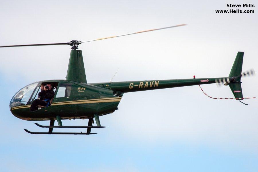Helicopter Robinson R44 Raven Serial 1022 Register G-RAVN used by Heli Air Ltd. Built 2001. Aircraft history and location