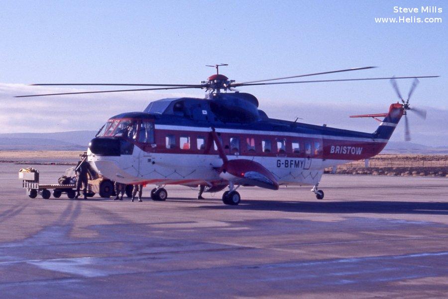 Helicopter Sikorsky S-61N Mk.II Serial 61-745 Register N745AW N420SC PP-MNL G-BFMY N4040S used by Coulson Aircrane ,EP Aviation ,US Department of State ,Carson Helicopters ,Aeroleo Taxi Aereo ,Bristow ,Evergreen Helicopters. Built 1978. Aircraft history and location