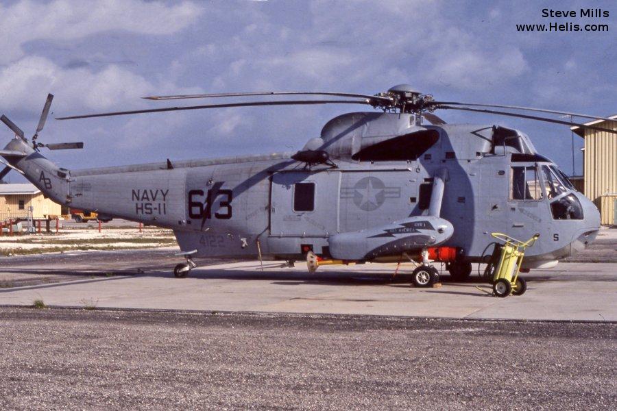 Helicopter Sikorsky SH-3D Sea King Serial 61-422 Register 0883 154122 used by Comando de Aviacion Naval Argentina COAN (Argentine Navy) ,US Navy USN. Aircraft history and location