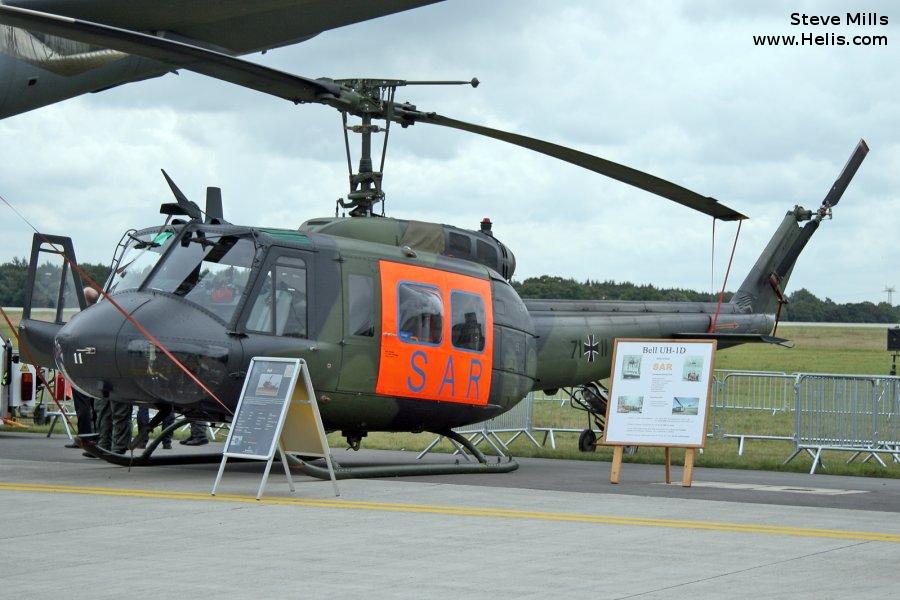 Helicopter Dornier UH-1D Serial 8171 Register 71+11 used by Luftwaffe (German Air Force). Aircraft history and location