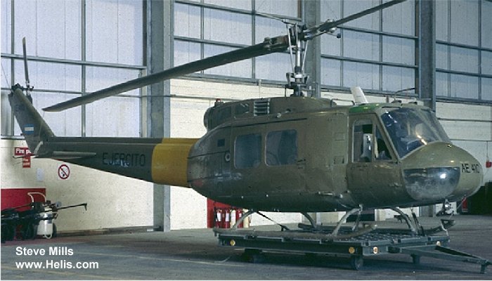 Helicopter Bell UH-1H Iroquois Serial 13220 Register AE-410 used by Aviacion de Ejercito Argentino EA (Argentine Army Aviation). Aircraft history and location