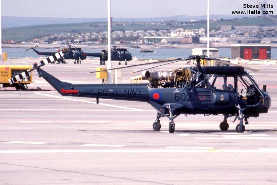 Helicopter Westland Wasp Serial f.9568 Register XS541 used by Fleet Air Arm RN (Royal Navy). Built 1964. Aircraft history and location