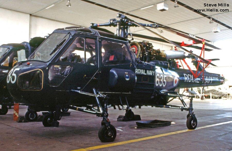 Helicopter Westland Wasp Serial f.9572 Register XS545 used by Fleet Air Arm RN (Royal Navy). Built 1964. Aircraft history and location