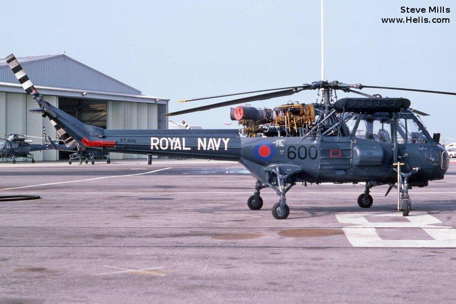 Helicopter Westland Wasp Serial f.9604 Register XT434 used by Fleet Air Arm RN (Royal Navy). Built 1965. Aircraft history and location
