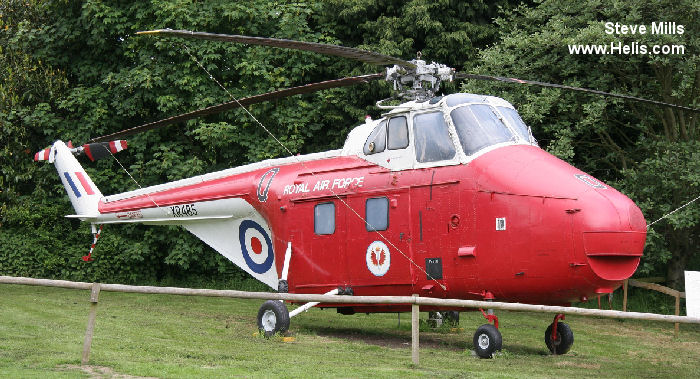 Helicopter Westland Whirlwind HAR.10 Serial wa417 Register XR485 used by Royal Air Force RAF. Built 1963. Aircraft history and location