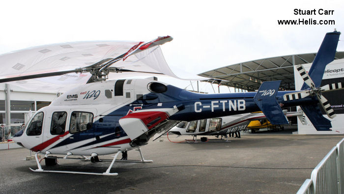 Helicopter Bell 429 Serial 57002 Register N911KX C-FTNB used by MercyOne Air Med ,Air Methods ,Bell Helicopter Canada. Built 2008. Aircraft history and location