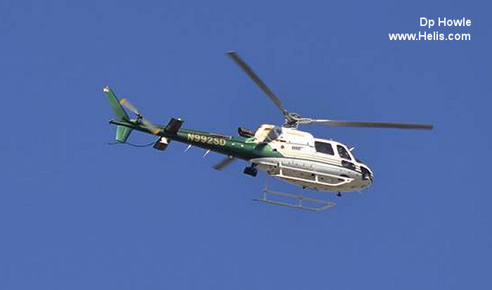 Helicopter Eurocopter AS350B3 Ecureuil Serial 3319 Register N992SD used by RCSD (Riverside County Sheriffs Department). Aircraft history and location