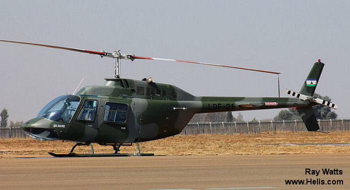 Helicopter Agusta AB206 Serial  Register LDF-21 used by Lesotho Defence Force. Aircraft history and location