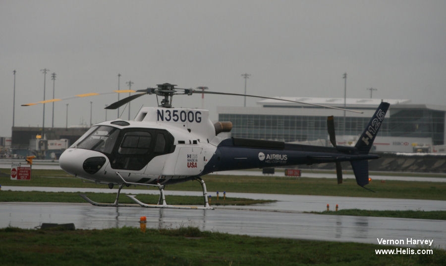 Helicopter Airbus H125 Serial 7959 Register C-FZCC N3500G used by Custom Helicopters ,Airbus Helicopters Inc (Airbus Helicopters USA). Built 2014. Aircraft history and location