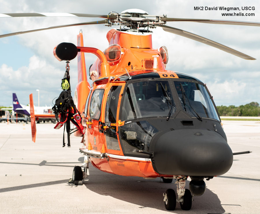 Helicopter Aerospatiale HH-65 Dolphin Serial 6057 Register 6504 4117 used by US Coast Guard USCG. Aircraft history and location