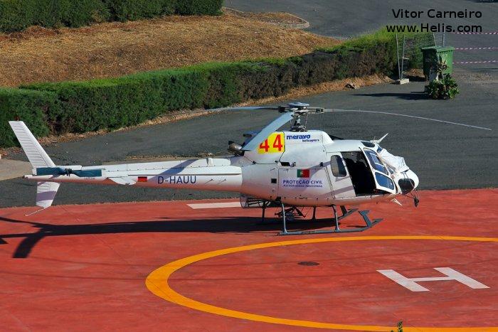Helicopter Aerospatiale AS350B1 Ecureuil Serial 2072 Register D-HAUU D-HAUZ HB-XUH I-ORTA used by Everjets ,HeliBravo ,Meravo ,HELOG. Built 1988. Aircraft history and location