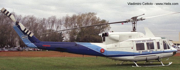 Helicopter Bell 212 Serial 30838 Register UN-136 H-86 used by United Nations UNHAS ,Fuerza Aerea Argentina FAA (Argentine Air Force). Built 1978. Aircraft history and location