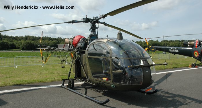 Helicopter Aerospatiale SA318C Alouette II Serial 1995 Register A53 used by Force Aérienne Belge (Belgian Air Force) ,Aviation Légère de la Force Terrestre (Belgian Army Light Aviation). Aircraft history and location