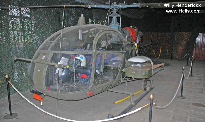 Helicopter Aerospatiale SA318C Alouette II Serial 1964 Register A46 used by Aviation Légère de la Force Terrestre (Belgian Army Light Aviation). Aircraft history and location