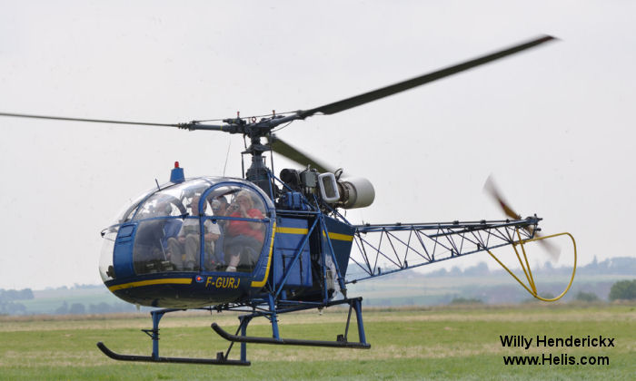 Helicopter Aerospatiale SE3130  Alouette II Serial 1741 Register F-GURJ 341 used by Aéronautique Navale (French Navy). Aircraft history and location