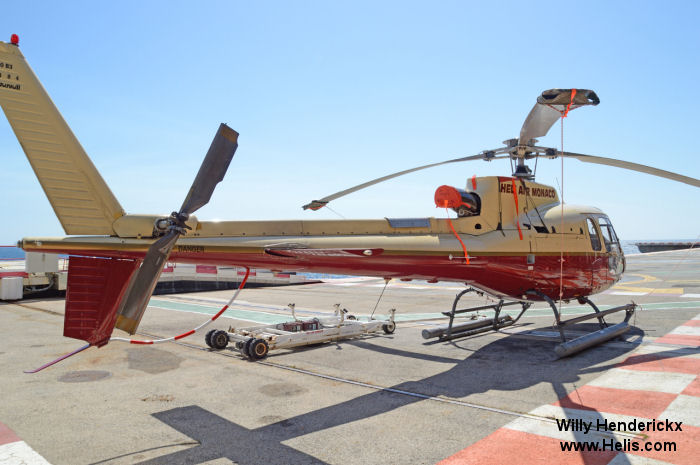 Helicopter Eurocopter AS350B3 Ecureuil Serial 4484 Register 3A-MWI F-HBRR used by Heli Air Monaco. Aircraft history and location