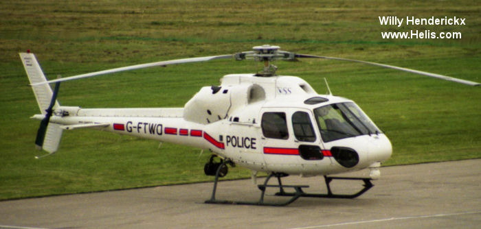 Helicopter Aerospatiale AS355F2 Ecureuil 2  Serial 5347 Register G-NTWK G-FTWO G-OJOR G-BMUS used by National Rail ,PDG Helicopters ,UK Police Forces ,McAlpine Helicopters. Built 1986. Aircraft history and location