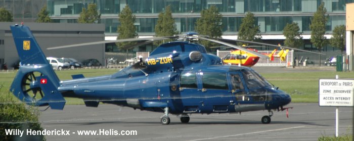 Helicopter Eurocopter AS365N3 Dauphin 2 Serial 6584 Register HB-ZDR F-WQDM used by Swift Copters ,Eurocopter France. Built 2001. Aircraft history and location