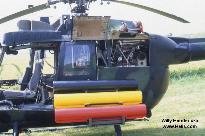 Helicopter MBB Bo105M Serial 5074 Register 80+74 used by Heeresflieger (German Army Aviation). Aircraft history and location