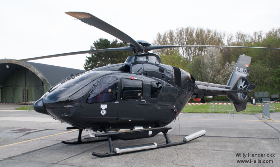 Helicopter Airbus EC135P2+ Serial 1200 Register D-HDDL D-HECR used by Marineflieger (German Navy ) ,DL Helicopter Technik ,Airbus Helicopters Deutschland GmbH (Airbus Helicopters Germany). Built 2015. Aircraft history and location