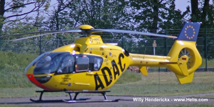 Helicopter Eurocopter EC135P2 Serial 0380 Register D-HHIT used by ADAC Luftrettung ADAC Christoph Europa 2 (ADAC) ,Christoph Europa 1 (ADAC). Aircraft history and location