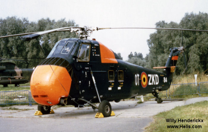 Helicopter Sud Aviation HSS-1 Seabat Serial SA.145 Register B4 used by Force Aérienne Belge (Belgian Air Force). Aircraft history and location