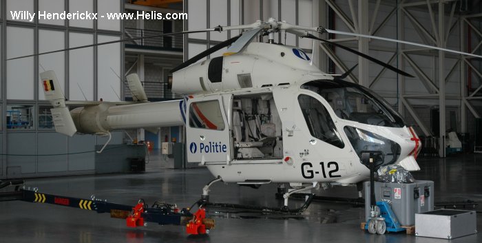 Helicopter McDonnell Douglas MD900 Explorer Serial 900/00038 Register G-12 N91997 used by Federale Politie / Police Fédérale (Belgian National Police) ,MD Helicopters MDHI. Built 1996. Aircraft history and location