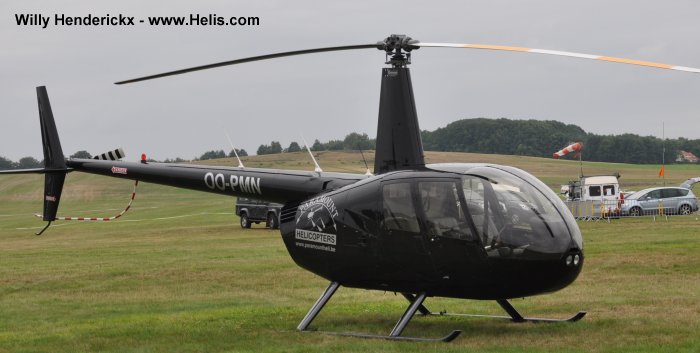 Helicopter Robinson R44 Raven Serial 2059 Register OO-PMN used by Paramount Helicopters NV. Aircraft history and location