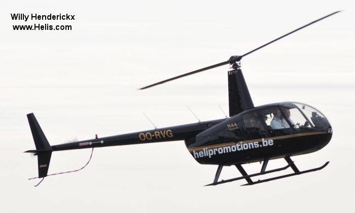 Helicopter Robinson R44 Raven II Serial 12583 Register PH-RIW OO-RVG used by HeliCentre. Aircraft history and location