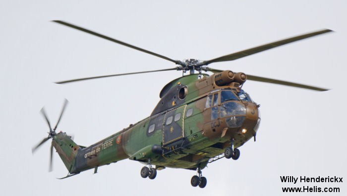 Helicopter Aerospatiale SA330B Puma Serial 1123 Register 1123 used by Aviation Légère de l'Armée de Terre ALAT (French Army Light Aviation). Aircraft history and location
