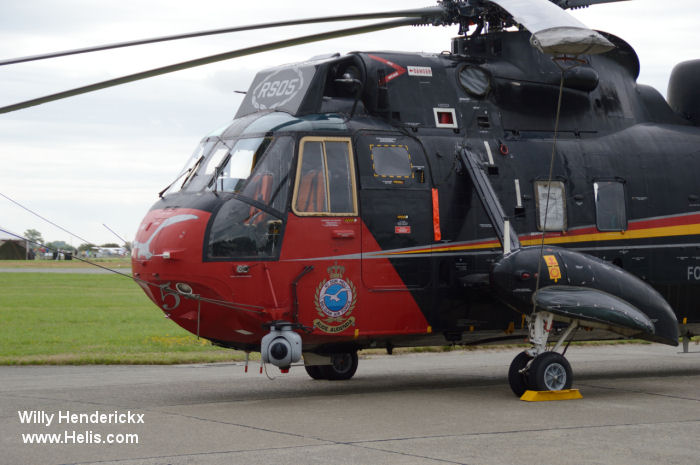 Helicopter Westland Sea King Mk.48 Serial wa 835 Register RS05 used by Force Aérienne Belge (Belgian Air Force). Built 1976. Aircraft history and location