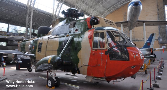 Helicopter Westland Sea King Mk.48 Serial wa 831 Register RS01 G-BDNH used by Force Aérienne Belge (Belgian Air Force) ,Westland. Built 1975. Aircraft history and location