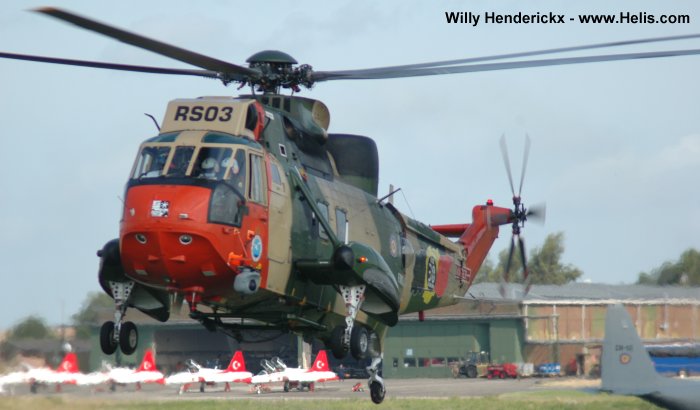 Helicopter Westland Sea King Mk.48 Serial wa 833 Register RS03 G-BDNJ used by Force Aérienne Belge (Belgian Air Force) ,Westland. Built 1976. Aircraft history and location