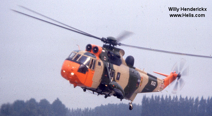 Helicopter Westland Sea King Mk.48 Serial wa 832 Register RS02 G-BDNI used by Force Aérienne Belge (Belgian Air Force) ,Westland. Built 1976. Aircraft history and location