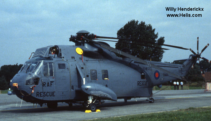 Helicopter Westland Sea King HAR.3 Serial wa 886 Register ZA105 used by Royal Air Force RAF. Built 1980. Aircraft history and location