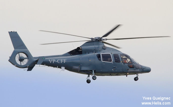Helicopter Eurocopter EC155B1 Serial 6988 Register 3A-MHS VP-CFF. Aircraft history and location