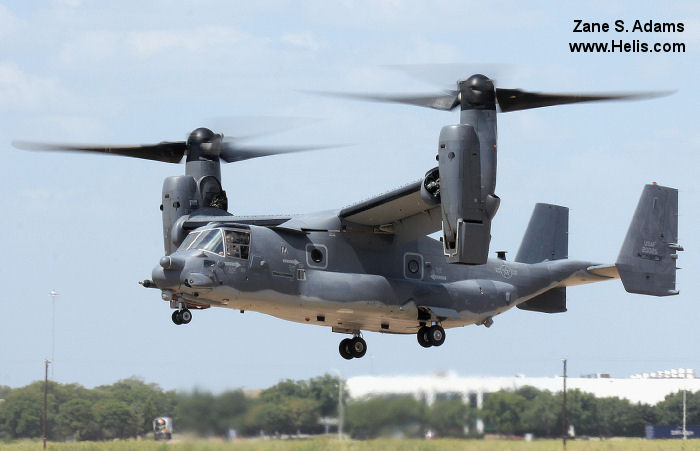 Helicopter Bell CV-22B Osprey Serial D1006 Register 02-0025 used by US Air Force USAF. Aircraft history and location