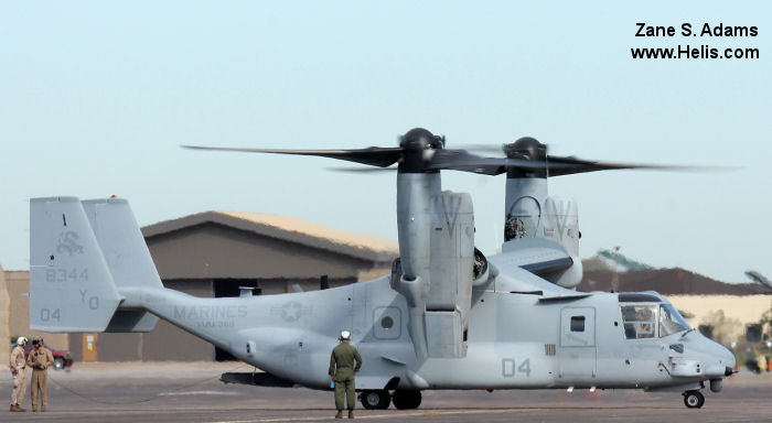 Helicopter Bell MV-22B Osprey Serial D0247 Register 168344 used by US Marine Corps USMC. Aircraft history and location