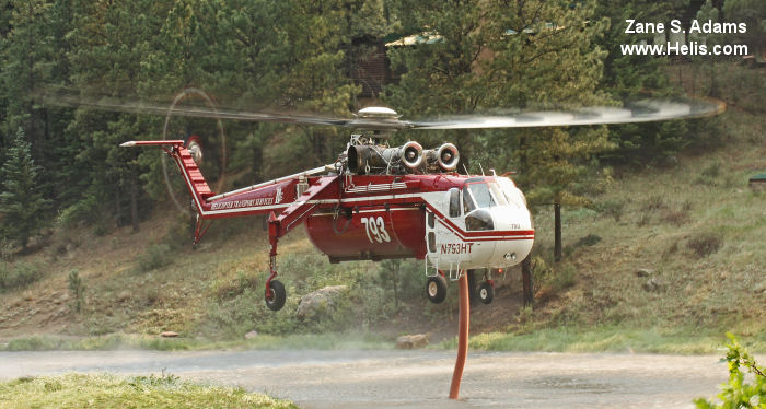 Helicopter Sikorsky CH-54A Tarhe Serial 64-029 Register N793HT N6156Z 67-18427 used by Helicopter Transport Services HTS ,Heavy Lift Helicopters HLH ,State of Nebraska ,US Army Aviation Army. Built 1967. Aircraft history and location